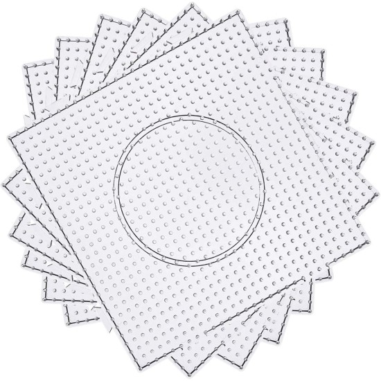H&W Lot de 4 planches de perles fusibles de 5 mm, grands kits de panneaux perforés transparents, avec 4 papiers cadeau (WA3-Z1) H&W Lot de 4 planches de perles fusibles de 5 mm, grands kits de panneaux perforés transparents, avec 4 papiers cadeau (WA3-Z1)