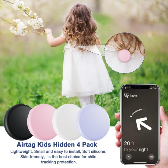 Compatible avec les Air Tags - Lot de 4 supports AirTag cachés Apple Kids pour enfants, support AirTag caché pour enfants avec broche invisible, anti-perte, pour enfants, personnes âgées, bagages, vêtements (noir blanc rose violet) Compatible avec les Air Tags - Lot de 4 supports AirTag cachés Apple Kids pour enfants, support AirTag caché pour enfants avec broche invisible, anti-perte, pour enfants, personnes âgées, bagages, vêtements (noir blanc rose violet)