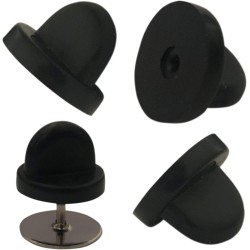 50 pcs Dos d'épingle en Caoutchouc PVC Papillon Embrayage Émail Épinglette Supports Cap Keepers Remplacement pour Badges Uniformes Ajustement Confort Épingles à Cravate Support Support Fermoir, Noir