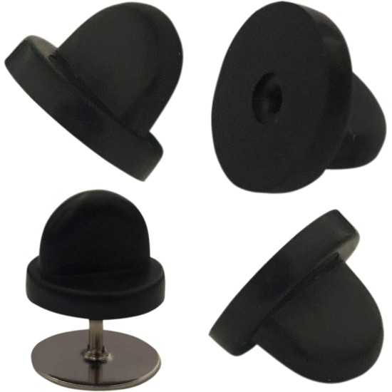 50 pcs Dos d'épingle en Caoutchouc PVC Papillon Embrayage Émail Épinglette Supports Cap Keepers Remplacement pour Badges Uniformes Ajustement Confort Épingles à Cravate Support Support Fermoir, Noir