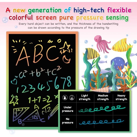 ORSEN Tablette d'écriture LCD 10 pouces, planche à dessin colorée pour enfants, jouets pour tout-petits pour 3 4 5 6 7 8 ans, cadeaux pour filles et garçons (rose)