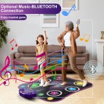 Flooyes Tapis de danse jouets pour enfants de 3 à 12 ans, tapis de danse électronique avec Bluetooth sans fil lumineux à 6 boutons, danse musicale avec 5 modes de jeu, jouets d'anniversaire cadeaux pour filles de 3 4 5 6 7 8 9 10 ans et plus