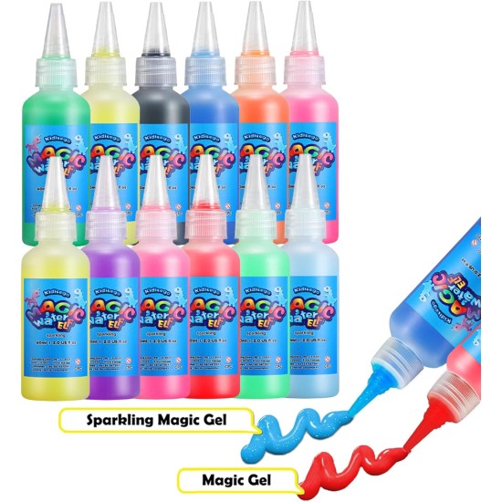 Aqua Fairy Kit de gel d'eau pour enfants, kit de jouets magiques d'elfe d'eau avec 12 couleurs, 18 moules, 6 paquets de poudre magique, créez votre propre kit d'elfe magique, kits d'artisanat d'animaux aquatiques pour enfants