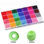 28 couleurs de perles de rocaille de 3 mm, kit de 7 200 perles de rocaille en verre pour la fabrication de bijoux, l'artisanat et la fabrication de bracelets.