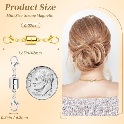 Fermoir et fermetures magnétiques pour collier avec double fermoir mousqueton, rallonges de collier en or et argent 14 carats pour femmes, fermoirs magnétiques pour colliers, rallonge de collier de bracelet (12 pièces)