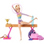 Poupée Barbie de gymnastique et accessoires, coffret de jeu avec poupée mannequin blonde, clip en C pour action de retournement, poutre d'équilibre, combinaison d'échauffement et plus encore Poupée Barbie de gymnastique et accessoires, coffret de jeu avec poupée mannequin blonde, clip en C pour action de retournement, poutre d'équilibre, combinaison d'échauffement et plus encore