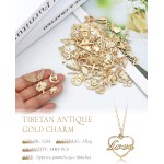 100 pièces en gros en vrac pour la fabrication de bijoux, breloques mixtes en alliage d'or KC, pendentifs pour colliers, bracelets, fournitures de fabrication de bijoux et d'artisanat