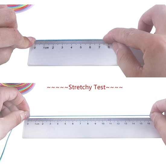 KONMAY Cordon de bracelet extensible de 1,0 mm, cordon élastique pour perles de poney, bracelets Kandi, colliers et loisirs créatifs, mixte, 50 mètres chacun