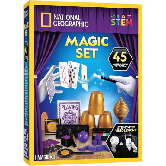National Geographic Kids Magic Set - 45 tours de magie à réaliser par les enfants avec des instructions vidéo étape par étape pour chaque tour fournies par un magicien professionnel, jouets pour garçons et filles National Geographic Kids Magic Set - 45 tours de magie à réaliser par les enfants avec des instructions vidéo étape par étape pour chaque tour fournies par un magicien professionnel, jouets pour garçons et filles
