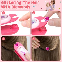 Kit de tampons de pierres précieuses pour cheveux, accessoires pour cheveux pour filles, jouet scintillant, outil de coiffure, diamants brillants réutilisables, perles de cheveux, bijoux artisanaux, accessoires de coiffure, cadeaux d'anniversaire, jouets 