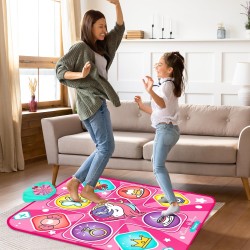 Tapis de danse licorne, tapis de jeu de rythme de mixage de danse, tapis de danse rose avec lumières LED, volume réglable, musique intégrée, 5 modes de jeu, cadeaux de Noël pour filles de 3 à 12 ans