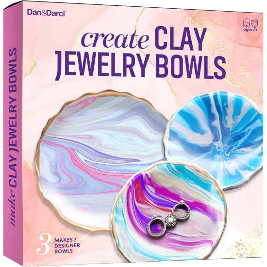 Dan&Darci Craft 'n Clay – Kit de fabrication de plats à bijoux pour enfants âgés de 8 à 14 ans – Meilleurs kits de bricolage – Cadeaux de Pâques – Jouets créatifs pour préadolescents et adolescents – Idées cadeaux d'anniversaire pour filles