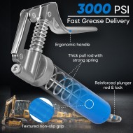 Mini pistolet à graisse (3000PSI) avec Double cartouche de graisse de 3oz et tuyau flexible de 12 pouces, coupleur renforcé pour automobile et Marine Mini pistolet à graisse (3000PSI) avec Double cartouche de graisse de 3oz et tuyau flexible de 12 pouces, coupleur renforcé pour automobile et Marine