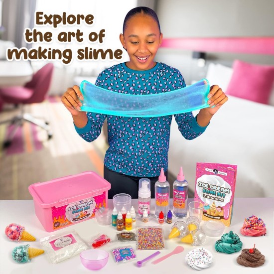 Kit de papeterie original pour slime à la crème glacée, jouets pour filles, ensemble de fabrication de slime parfumé à la cerise avec 31 pièces, arts et travaux manuels amusants pour enfants âgés de 8 à 12 ans, cadeau de Pâques et d'anniversaire