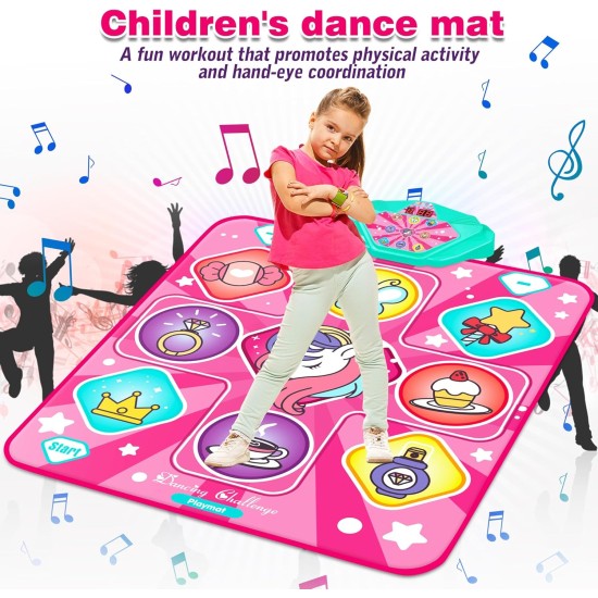 Tapis de danse licorne, tapis de jeu de rythme de mixage de danse, tapis de danse rose avec lumières LED, volume réglable, musique intégrée, 5 modes de jeu, cadeaux de Noël pour filles de 3 à 12 ans Tapis de danse licorne, tapis de jeu de rythme de mixage de danse, tapis de danse rose avec lumières LED, volume réglable, musique intégrée, 5 modes de jeu, cadeaux de Noël pour filles de 3 à 12 ans