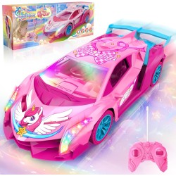 Voiture RC Licorne pour Filles, Voiture Télécommandée Rainbow Glow & Drift Wing, Voitures RC 2,4 GHz Échelle 1:18, Jouets pour Enfants Âge 3 4 5 6 7 8 9 10 11 12, Cadeaux d'anniversaire pour Filles, Cadeaux de Saint Valentin pour Enfants de 3 à 12 Ans
