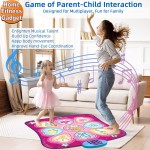 SUNLIN Tapis de danse – Tapis de jeu rythmique – Tapis de jeu de danse avec lumières LED, cadeau pour enfants filles de 3 à 12 ans, volume réglable, musique intégrée, 3 niveaux de défi