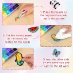 QUEFE Kit de perles à repasser 15 000 pièces 72 couleurs Kit de perles de 5 mm comprenant un panneau perforé, des perles fondantes, du papier à repasser, des pinces et des crochets colorés, fournitures d'art et d'artisanat de Noël à la maison pour les fil