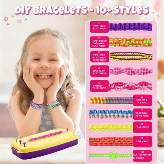 VIDIBESTY Kit de fabrication de bracelets extensibles pour filles de 6 à 12 ans, cordes élastiques, ensemble de jouets en vrac, outil de fabrication de bijoux d'amitié, cadeaux d'anniversaire de Noël populaires pour les enfants âgés de 7, 8, 9, 10, 11 ans