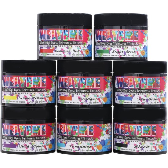 Poudre de teinture à l'eau froide, assortiment de 8 couleurs, 7/2 oz.