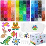 QUEFE Kit de perles à repasser 15 000 pièces 72 couleurs Kit de perles de 5 mm comprenant un panneau perforé, des perles fondantes, du papier à repasser, des pinces et des crochets colorés, fournitures d'art et d'artisanat de Noël à la maison pour les fil