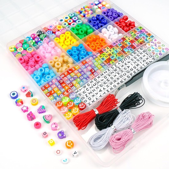 Dowsabel Kit de fabrication de bracelets, perles pour la fabrication de bracelets, poney, Kandi, argile polymère, visage souriant et perles de lettres pour la fabrication de bijoux, bricolage, cadeaux d'art et d'artisanat, jouets pour filles de 6 à 12 ans Dowsabel Kit de fabrication de bracelets, perles pour la fabrication de bracelets, poney, Kandi, argile polymère, visage souriant et perles de lettres pour la fabrication de bijoux, bricolage, cadeaux d'art et d'artisanat, jouets pour filles de 6 à 12 ans