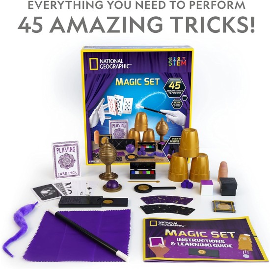 National Geographic Kids Magic Set - 45 tours de magie à réaliser par les enfants avec des instructions vidéo étape par étape pour chaque tour fournies par un magicien professionnel, jouets pour garçons et filles National Geographic Kids Magic Set - 45 tours de magie à réaliser par les enfants avec des instructions vidéo étape par étape pour chaque tour fournies par un magicien professionnel, jouets pour garçons et filles