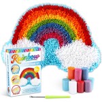 Kit de mini tapis avec crochet arc-en-ciel à faire soi-même, pour la Saint-Valentin, pour enfants, adultes, débutants, fabrication de votre propre tapis au crochet, toile imprimée, tapis, couture croisée, cadeau de Noël pour la décoration de la maison