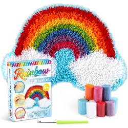 Kit de mini tapis avec crochet arc-en-ciel à faire soi-même, pour la Saint-Valentin, pour enfants, adultes, débutants, fabrication de votre propre tapis au crochet, toile imprimée, tapis, couture croisée, cadeau de Noël pour la décoration de la maison