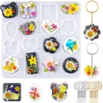 LET'S RESIN Moules en résine pour porte-clés en silicone avec trou, 16 cavités en résine UV pour pendentif de bijoux pour débutant, moules en résine époxy pour la fabrication de bijoux, porte-clés et pendentifs LET'S RESIN Moules en résine pour porte-clés en silicone avec trou, 16 cavités en résine UV pour pendentif de bijoux pour débutant, moules en résine époxy pour la fabrication de bijoux, porte-clés et pendentifs