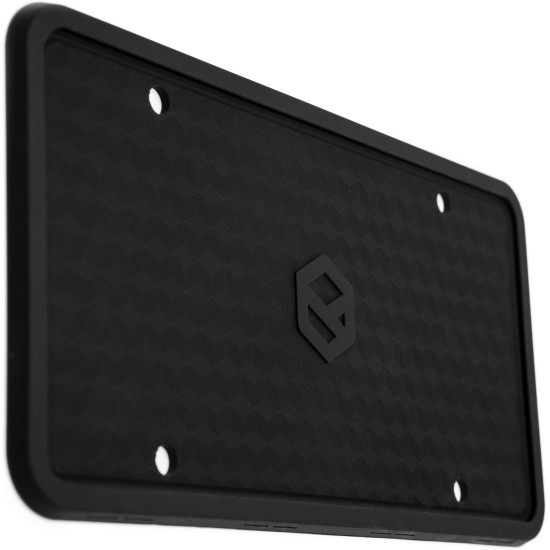 Rightcar Solutions Cadre de plaque d'immatriculation en silicone antirouille, résistant aux hochets, résistant aux intempéries, support de plaque d'immatriculation universel pour avant ou arrière, légal sur route, sans obstruction – Noir