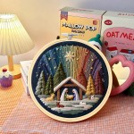 Ensemble de broderie de la Nativité DIY – Stitch The Holy Story, kit de broderie de Noël avec tissu, fils et aiguilles, kit de broderie chrétienne pour adultes débutants, décoration d'intérieur et cadeaux (1 pièce)