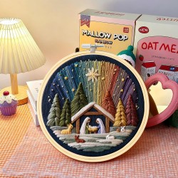 Ensemble de broderie de la Nativité DIY – Stitch The Holy Story, kit de broderie de Noël avec tissu, fils et aiguilles, kit de broderie chrétienne pour adultes débutants, décoration d'intérieur et cadeaux (1 pièce)
