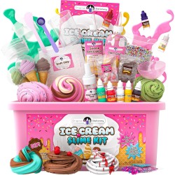 Kit de papeterie original pour slime à la crème glacée, jouets pour filles, ensemble de fabrication de slime parfumé à la cerise avec 31 pièces, arts et travaux manuels amusants pour enfants âgés de 8 à 12 ans, cadeau de Pâques et d'anniversaire