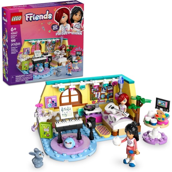 Jouet de construction LEGO Friends Paisley's Room - Ensemble de jeu d'imitation pour enfants, filles et garçons, à partir de 6 ans - avec 2 minipoupées, figurine de lapin et pièce de style peluche - Idée cadeau pour les anniversaires - 42647