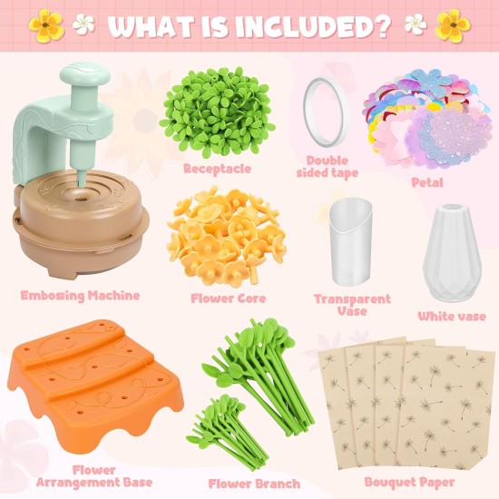 Jouets de bouquets de fleurs en tissu, kits de bricolage, jouets pour enfants – Jouet de marché de fleurs, construisez votre bouquet de fleurs, arts et travaux manuels pour petites filles de 4 ans et plus, activité éducative, cadeaux d'anniversaire présco