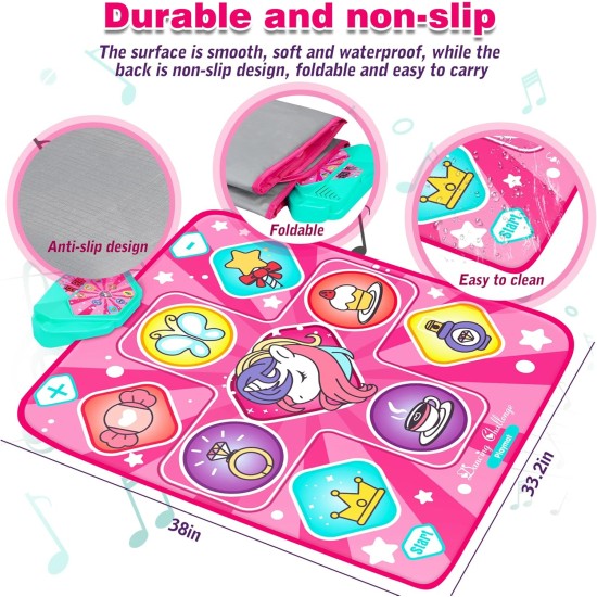 Tapis de danse licorne, tapis de jeu de rythme de mixage de danse, tapis de danse rose avec lumières LED, volume réglable, musique intégrée, 5 modes de jeu, cadeaux de Noël pour filles de 3 à 12 ans Tapis de danse licorne, tapis de jeu de rythme de mixage de danse, tapis de danse rose avec lumières LED, volume réglable, musique intégrée, 5 modes de jeu, cadeaux de Noël pour filles de 3 à 12 ans