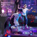 Flooyes Tapis de danse jouets pour enfants de 3 à 12 ans, tapis de danse électronique avec Bluetooth sans fil lumineux à 6 boutons, danse musicale avec 5 modes de jeu, jouets d'anniversaire cadeaux pour filles de 3 4 5 6 7 8 9 10 ans et plus