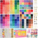 Gionlion Kit de fabrication de bracelets en perles d'argile, 30 000 pièces, 168 couleurs, 8 boîtes de perles plates Preppy pour bracelets d'amitié, kit de bijoux avec pendentifs, breloques, cordon élastique, artisanat, cadeaux