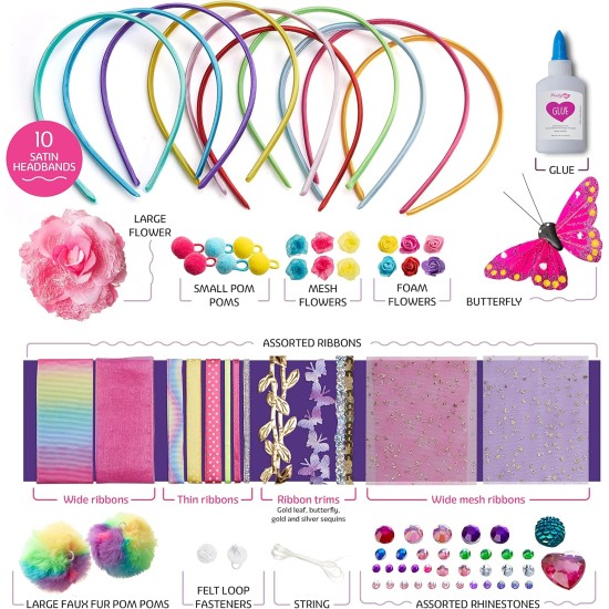 Kit de fabrication de bandeaux Pretty Me pour filles – Cadeau de Pâques pour loisirs créatifs – Créez vos propres bandeaux tendance pour enfants – Accessoires pour cheveux DIY – Cadeau pour fille de 5 à 12 ans – Cadeaux artistiques et artisanaux pour peti Kit de fabrication de bandeaux Pretty Me pour filles – Cadeau de Pâques pour loisirs créatifs – Créez vos propres bandeaux tendance pour enfants – Accessoires pour cheveux DIY – Cadeau pour fille de 5 à 12 ans – Cadeaux artistiques et artisanaux pour peti