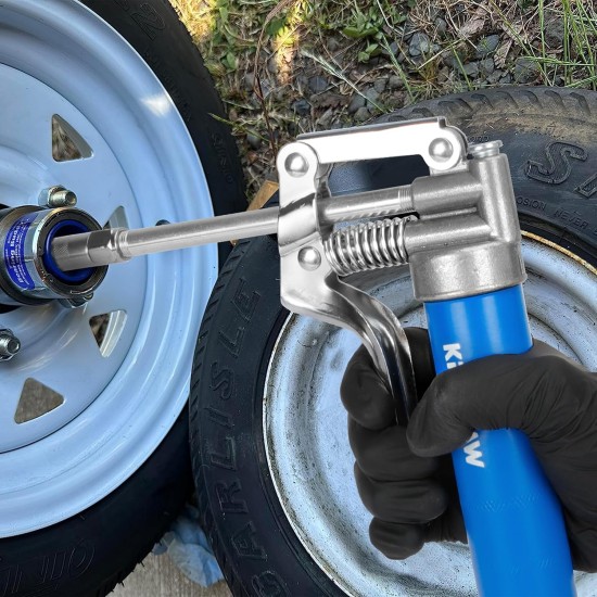 Mini pistolet à graisse (3000PSI) avec Double cartouche de graisse de 3oz et tuyau flexible de 12 pouces, coupleur renforcé pour automobile et Marine Mini pistolet à graisse (3000PSI) avec Double cartouche de graisse de 3oz et tuyau flexible de 12 pouces, coupleur renforcé pour automobile et Marine