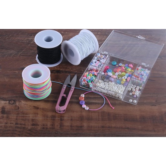 KONMAY Cordon de bracelet extensible de 1,0 mm, cordon élastique pour perles de poney, bracelets Kandi, colliers et loisirs créatifs, mixte, 50 mètres chacun