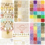 Dowsabel Kit de 3 boîtes de perles en argile pour fabrication de bracelets, 10 800 perles pour la fabrication de bijoux, perles de lettres pour bracelets d'amitié, cadeaux d'art et d'artisanat pour filles et adultes