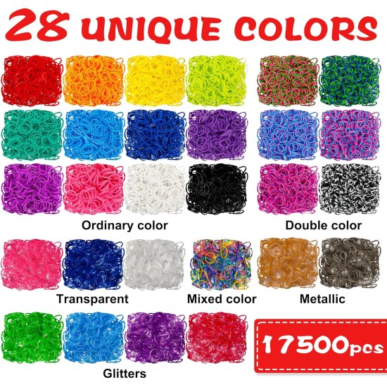 INSCRAFT Plus de 17 500 élastiques à tisser en caoutchouc avec récipient à 3 couches, 28 couleurs, 600 clips en S, 352 perles, 40 pendentifs de dessin animé, kit de recharge pour la fabrication de bracelets pour enfants INSCRAFT Plus de 17 500 élastiques à tisser en caoutchouc avec récipient à 3 couches, 28 couleurs, 600 clips en S, 352 perles, 40 pendentifs de dessin animé, kit de recharge pour la fabrication de bracelets pour enfants