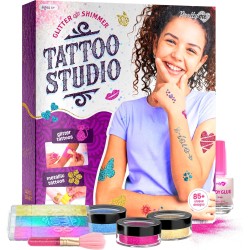 Pretty Me Kit de tatouage à paillettes pour enfants – Faux tatouages ​​pailletés et métalliques pour filles – Idées cadeaux d'anniversaire pour fille – Ensemble de tatouages ​​temporaires – Kits d'artisanat, jouets pour enfants de 6, 7, 8, 9, 10, 11 ans –