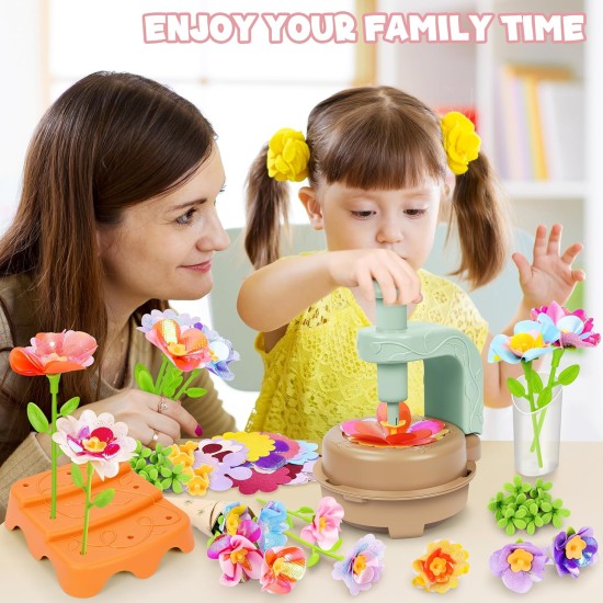 Jouets de bouquets de fleurs en tissu, kits de bricolage, jouets pour enfants – Jouet de marché de fleurs, construisez votre bouquet de fleurs, arts et travaux manuels pour petites filles de 4 ans et plus, activité éducative, cadeaux d'anniversaire présco
