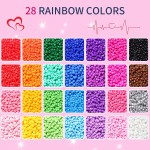 28 couleurs de perles de rocaille de 3 mm, kit de 7 200 perles de rocaille en verre pour la fabrication de bijoux, l'artisanat et la fabrication de bracelets.